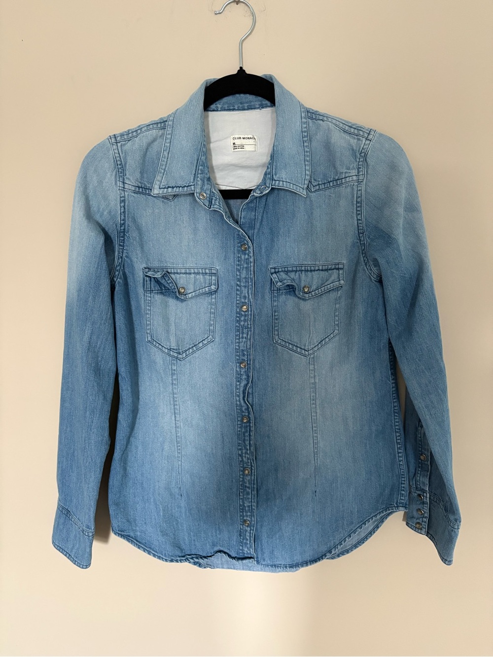 Club Monaco Light Blue Denim Shirt button down Women
